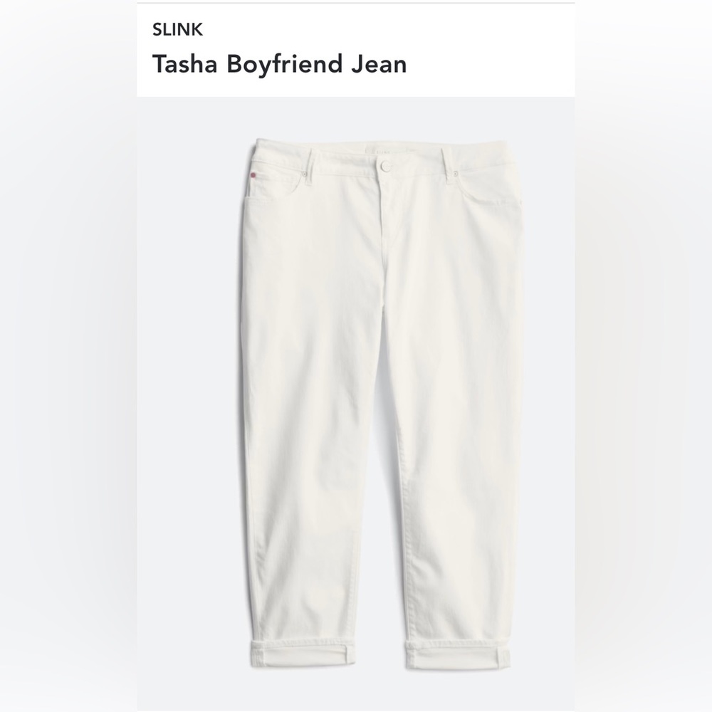 Slink brand Tasha Boyfriend Jeans. White 16W